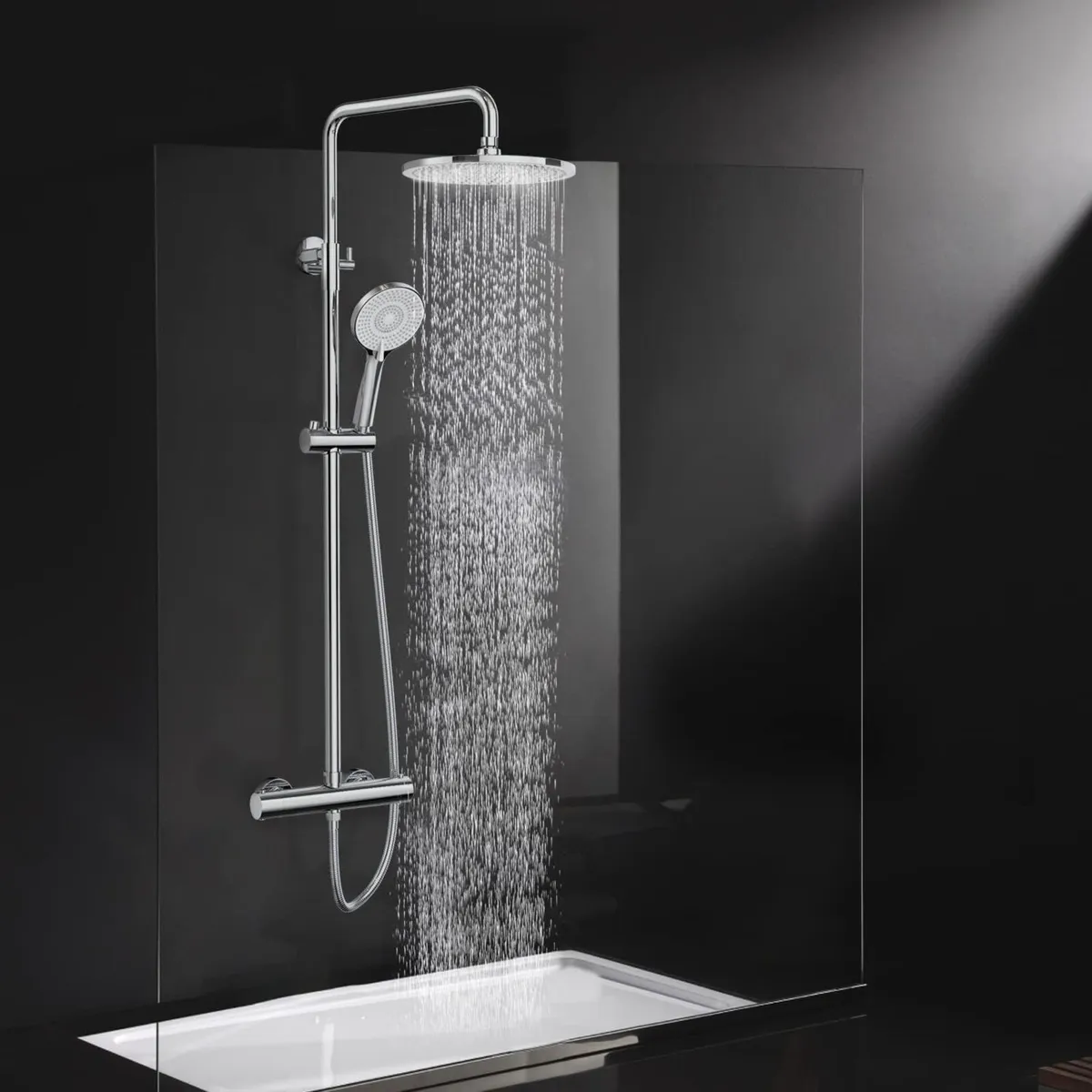 Thermostatic Shower Mixer Set Chrome 25CM Round - Image 1