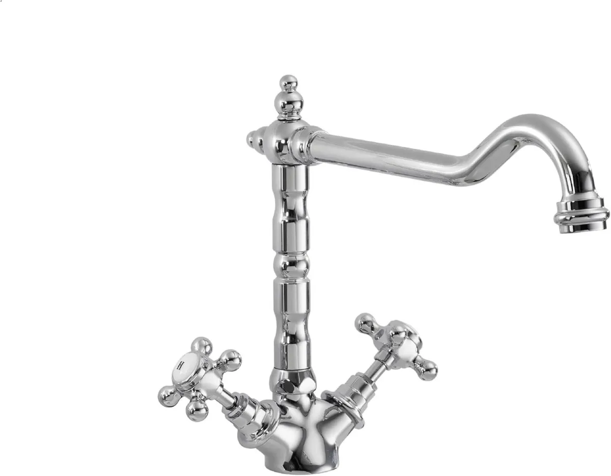Kitchen Tap with Dual Crosshead Handles Mono Mixer - Image 1