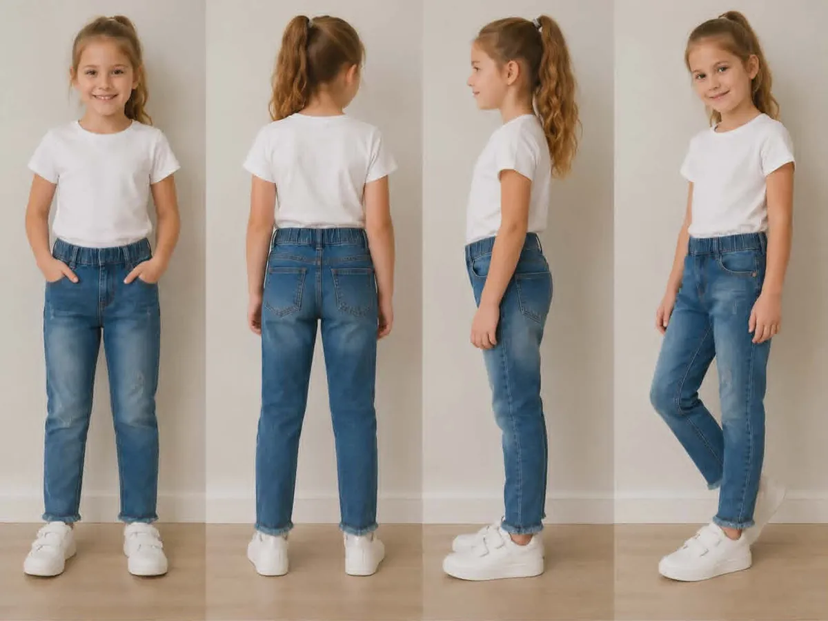 Girls' Stretch Denim Jeggings with Elastic Waist - Image 2