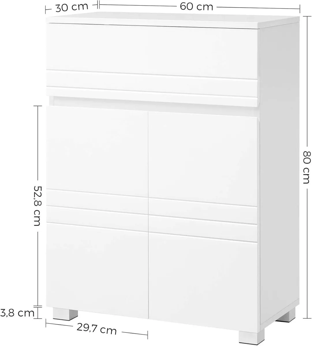 Bathroom Cabinet with Drawer Double Door Wardrobe - Image 3