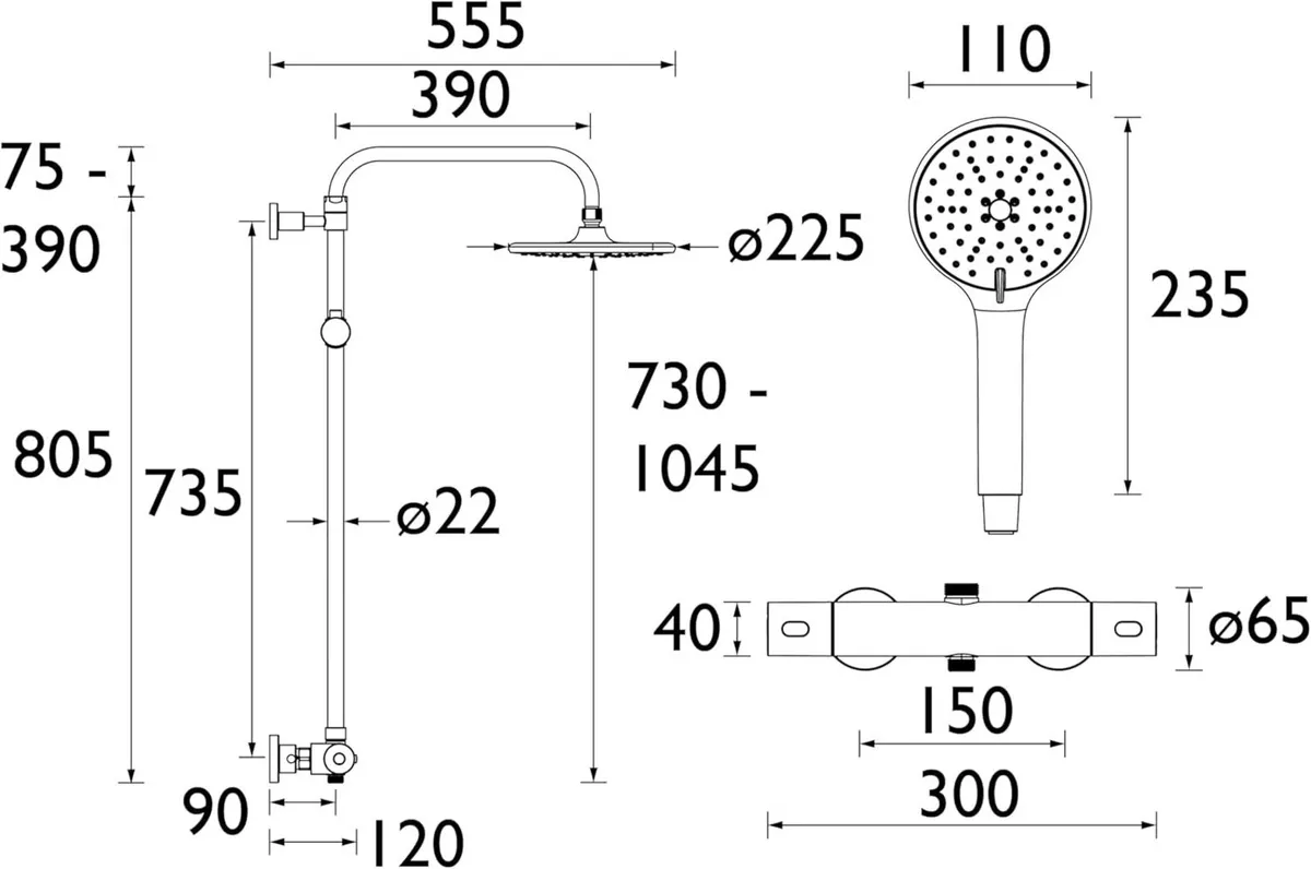 Buzz Diverter Bar Thermostatic Mixer Shower - Image 3