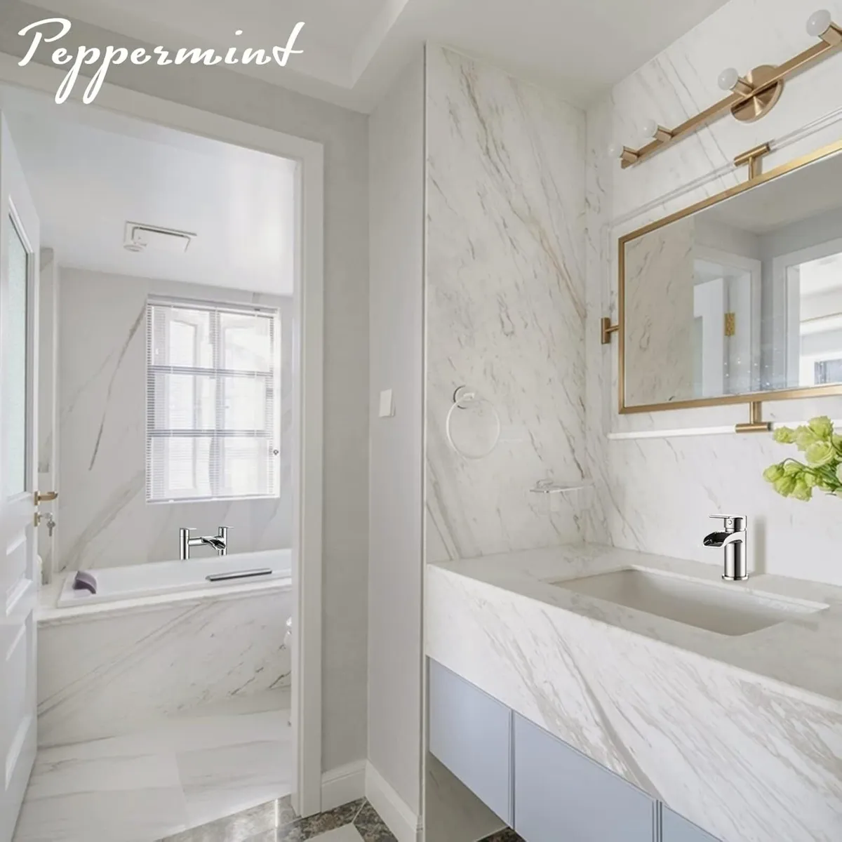 Basin Taps with Waste and Waterfall Bath Mixer - Image 2