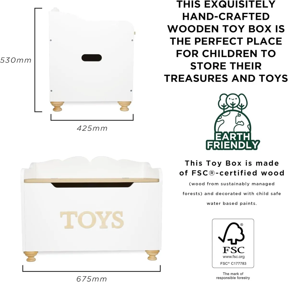 Kids Toy Box for Toys Wooden Storage - Image 3