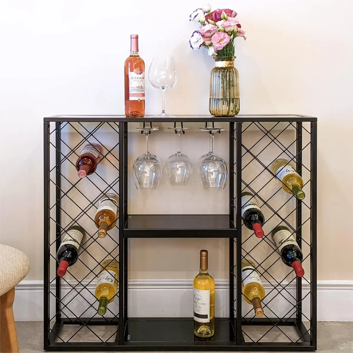 Wine Rack Console with Glass Table Top - Image 2