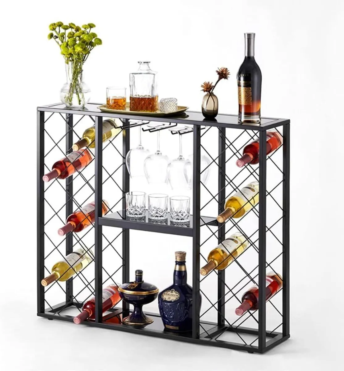 Wine Rack Console with Glass Table Top - Image 1