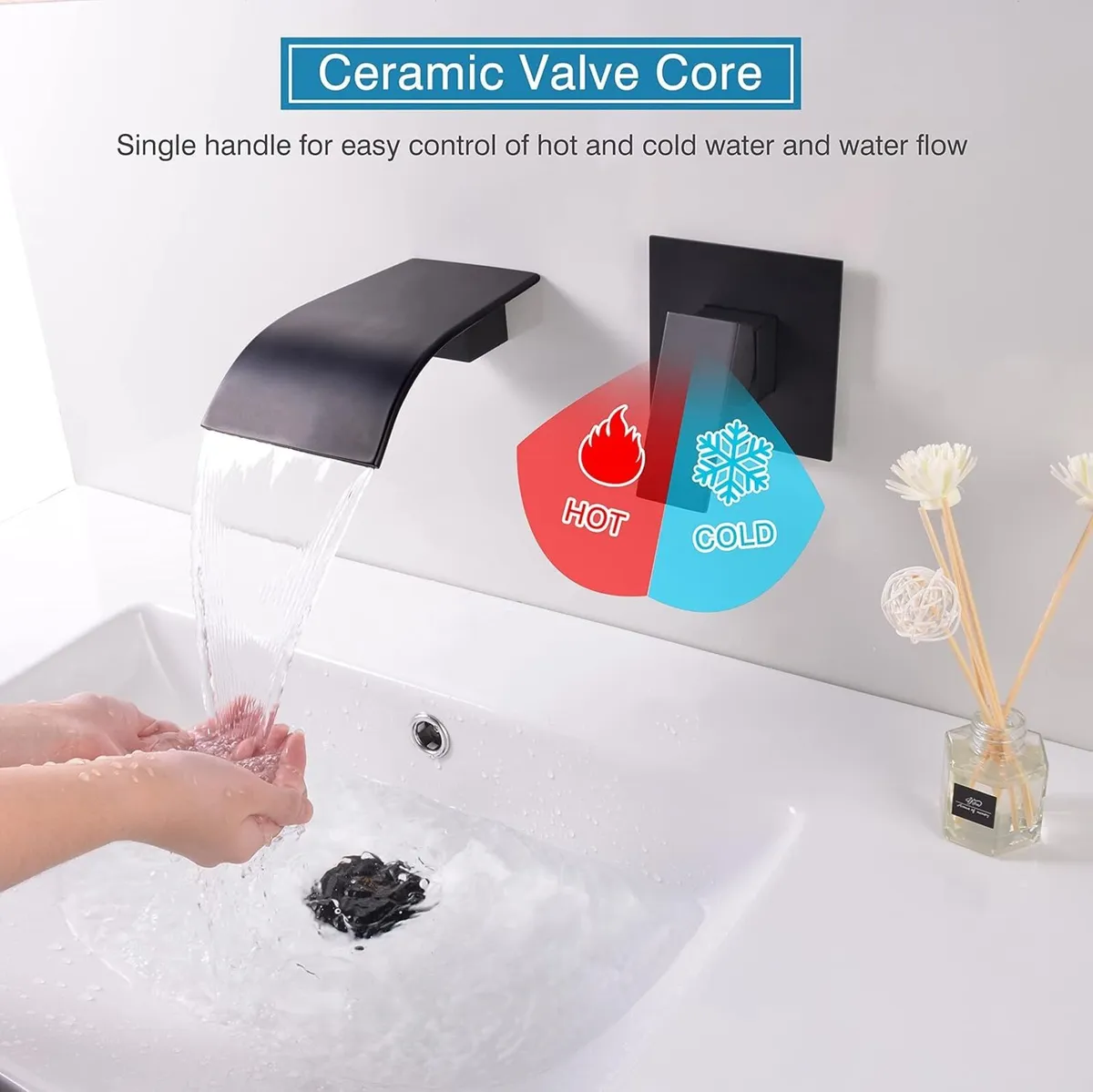Wall Mounted Bath Taps Waterfall Tap for Basin - Image 4
