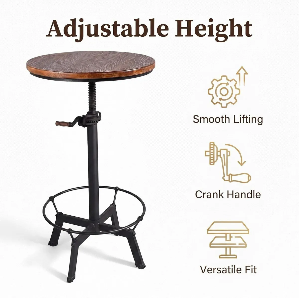 Industrial Bar Table 33.47-39.37inch Height - Image 4