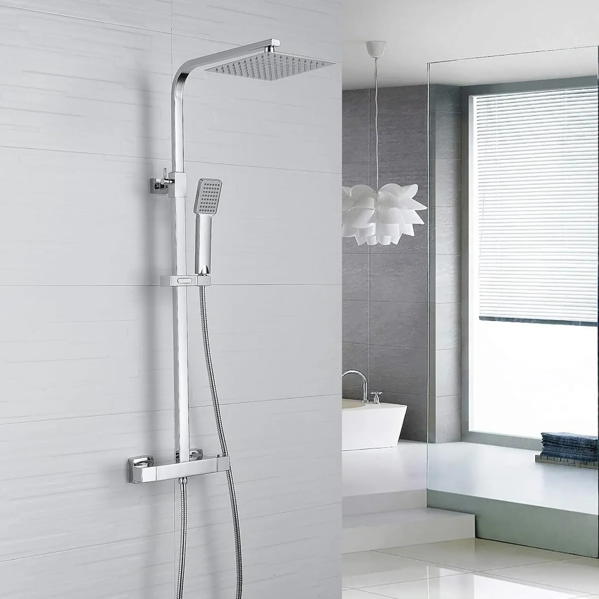 Thermostatic Shower Mixer Set Square Chrome - Image 2