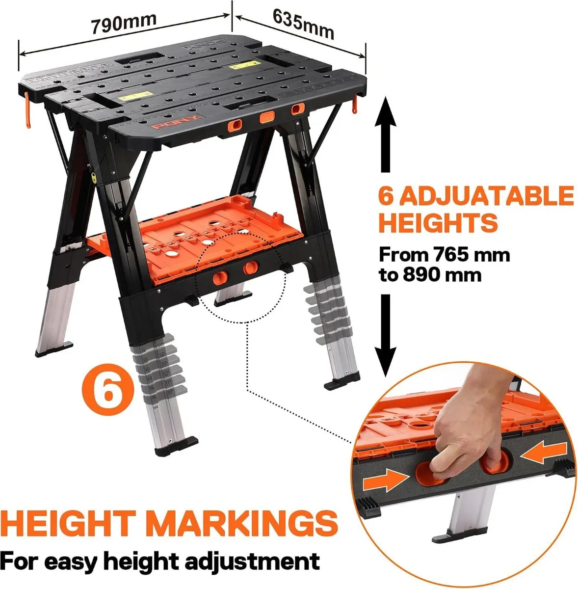 2-In-1 Folding Workbench 227KG Work Bench 454 - Image 3