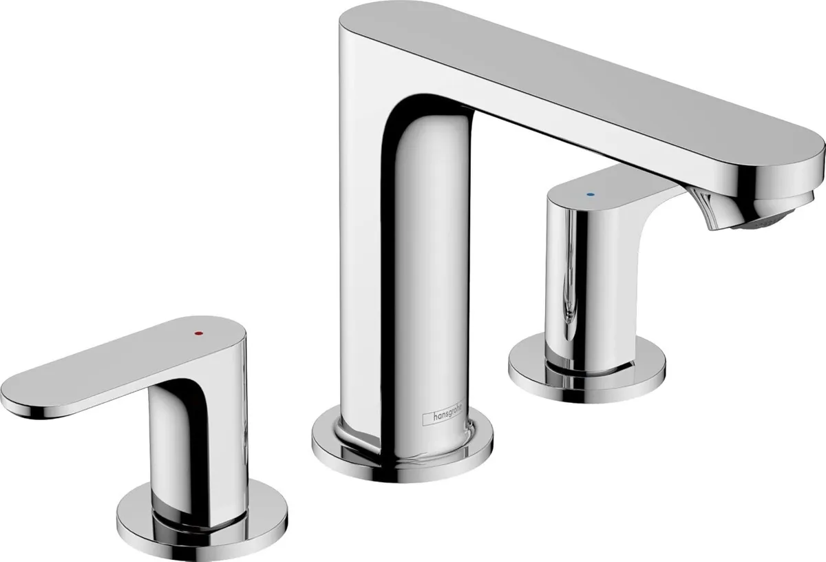 Rebris S 3-Hole Basin Mixer 110 with Pop-Up - Image 1