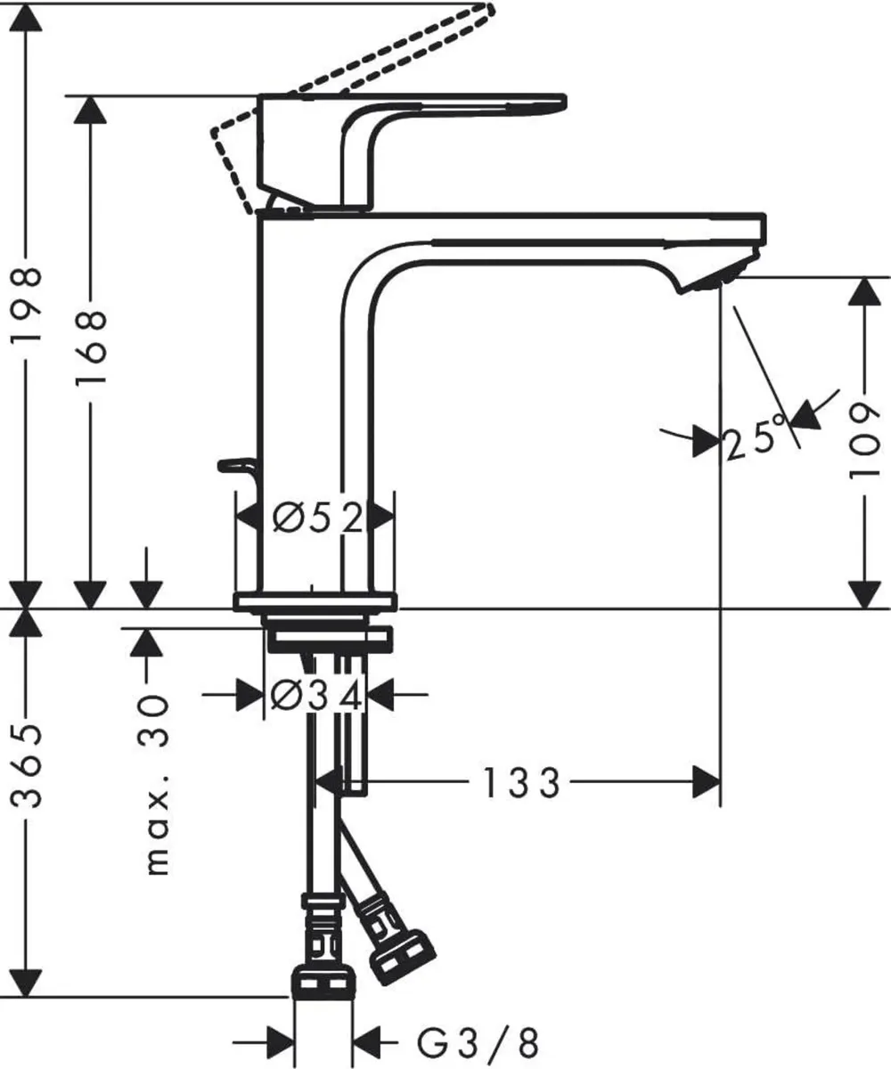 Rebris E Basin Mixer Tap 110 Energy-Saving Without - Image 3