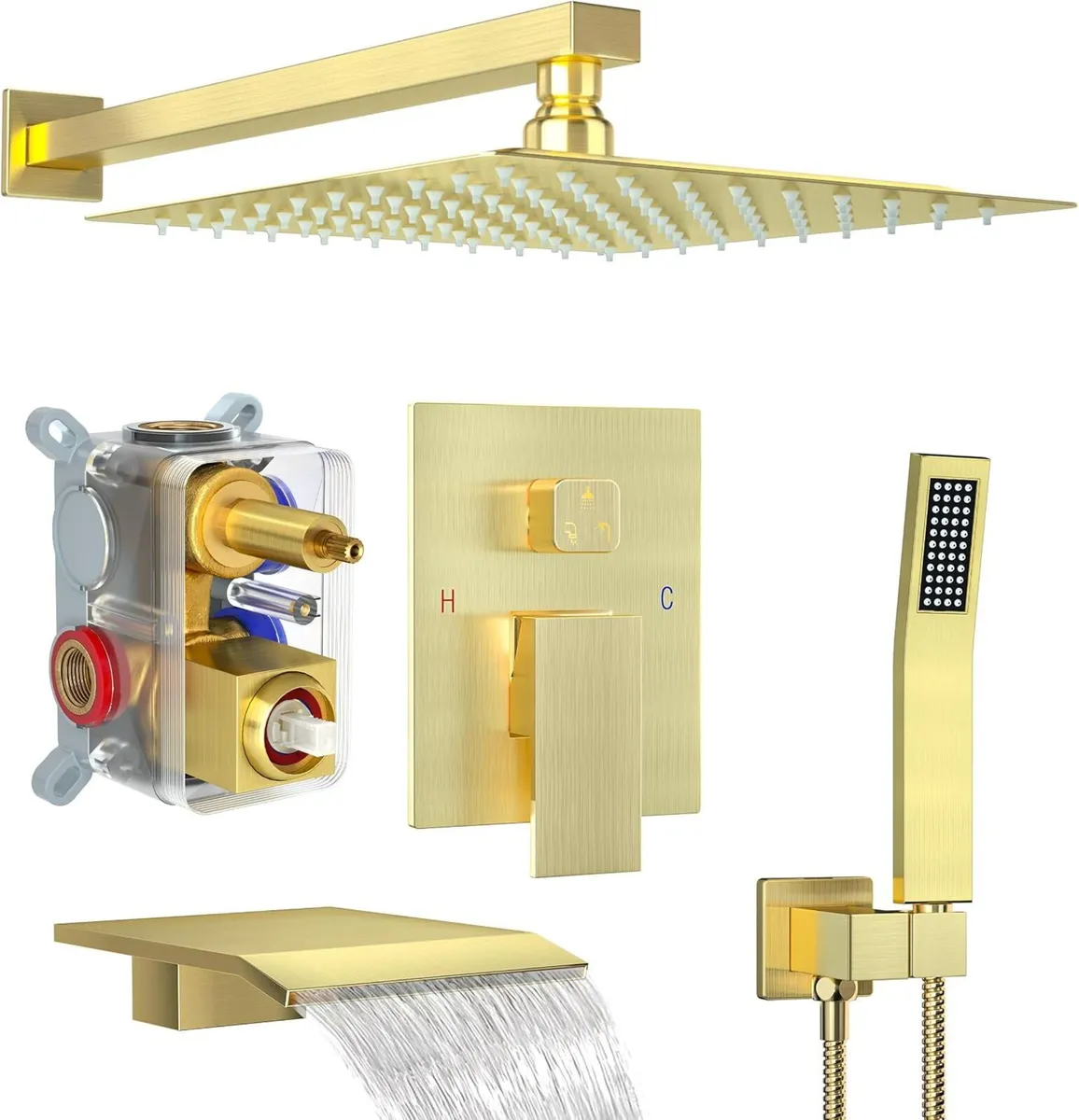 Shower System with Rain Handheld Wall Mounted - Image 1