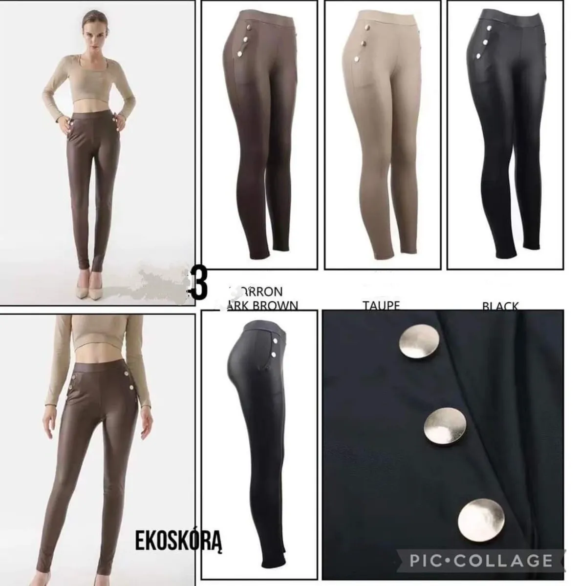 High Waist PU Leggings buttons - Image 3