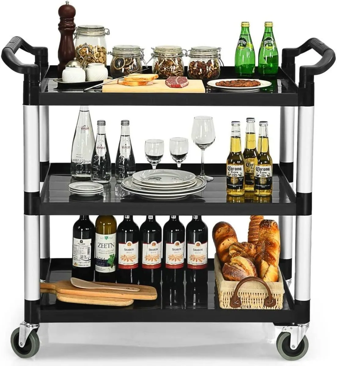 3 Tier Service Cart Large Kitchen Storage Trolley - Image 1