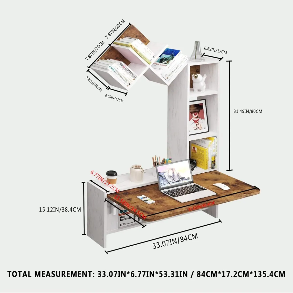 Folding Wall Mounted Drop Leaf Table Foldable Desk - Image 2