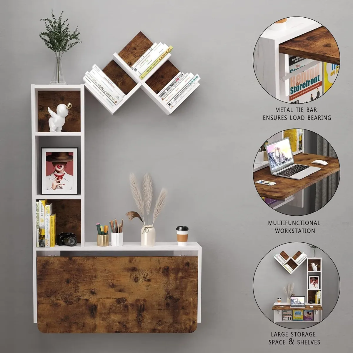 Folding Wall Mounted Drop Leaf Table Foldable Desk - Image 4