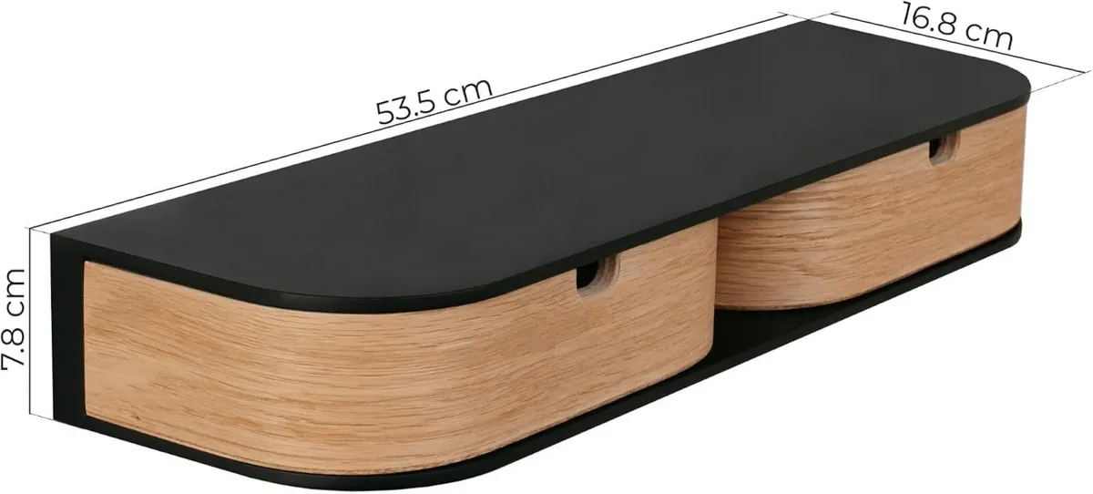 Floating Shelf with 2 Drawers Small Hanging Wall - Image 3