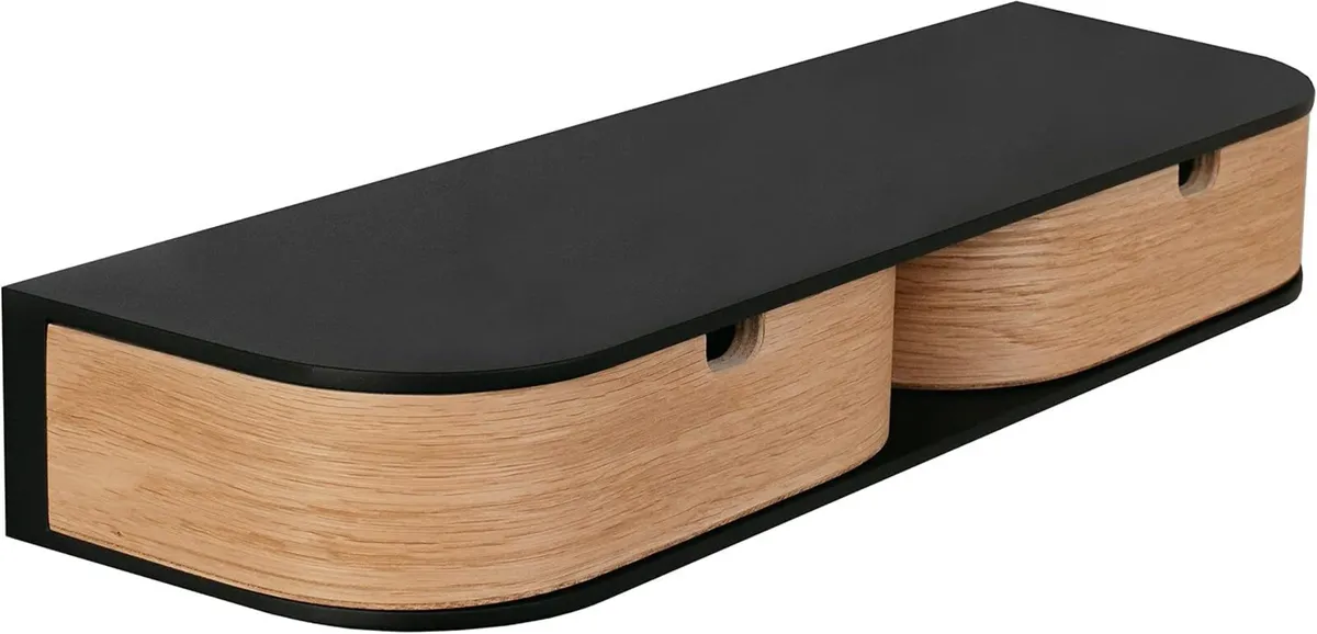 Floating Shelf with 2 Drawers Small Hanging Wall - Image 1