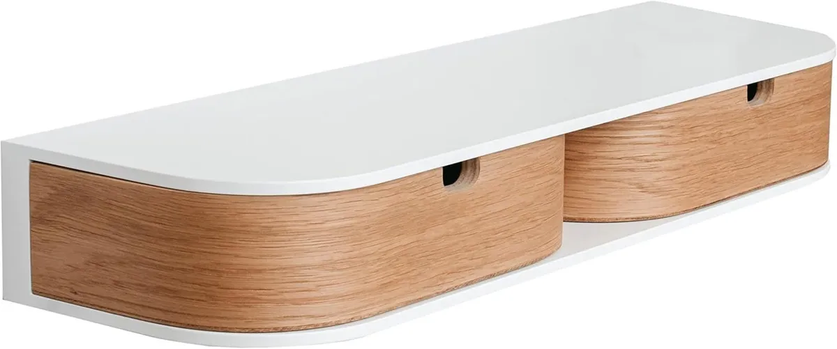 Floating Shelf with 2 Drawers Small Hanging Wall - Image 1