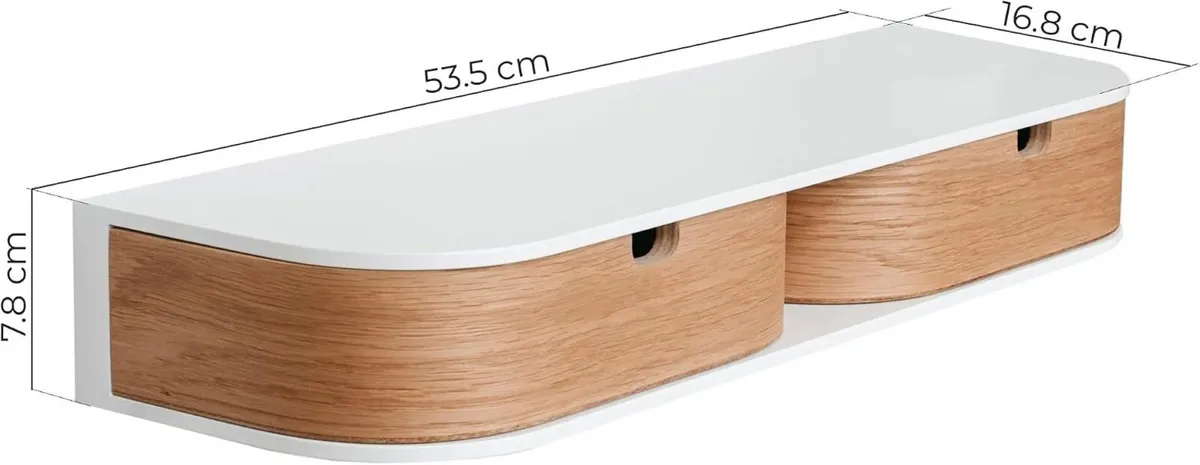 Floating Shelf with 2 Drawers Small Hanging Wall - Image 3