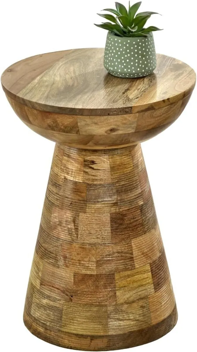 Brighton Mango Wood Side Table Round Mushroom - Image 1