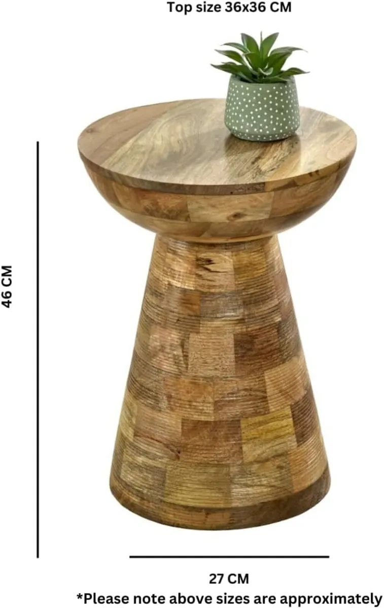 Brighton Mango Wood Side Table Round Mushroom - Image 3