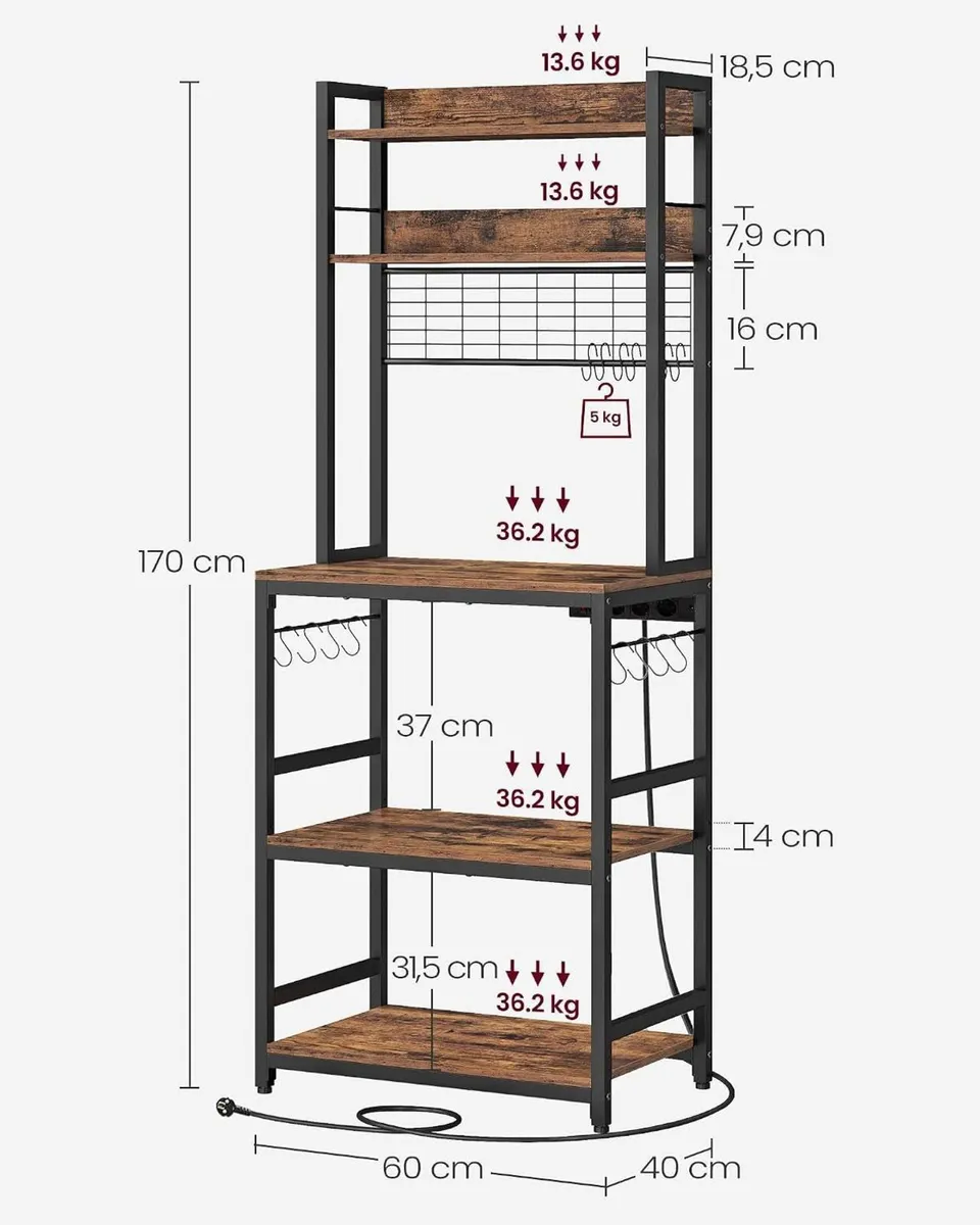 Kitchen Shelf with Sockets Microwave Grid Plate 14 - Image 3