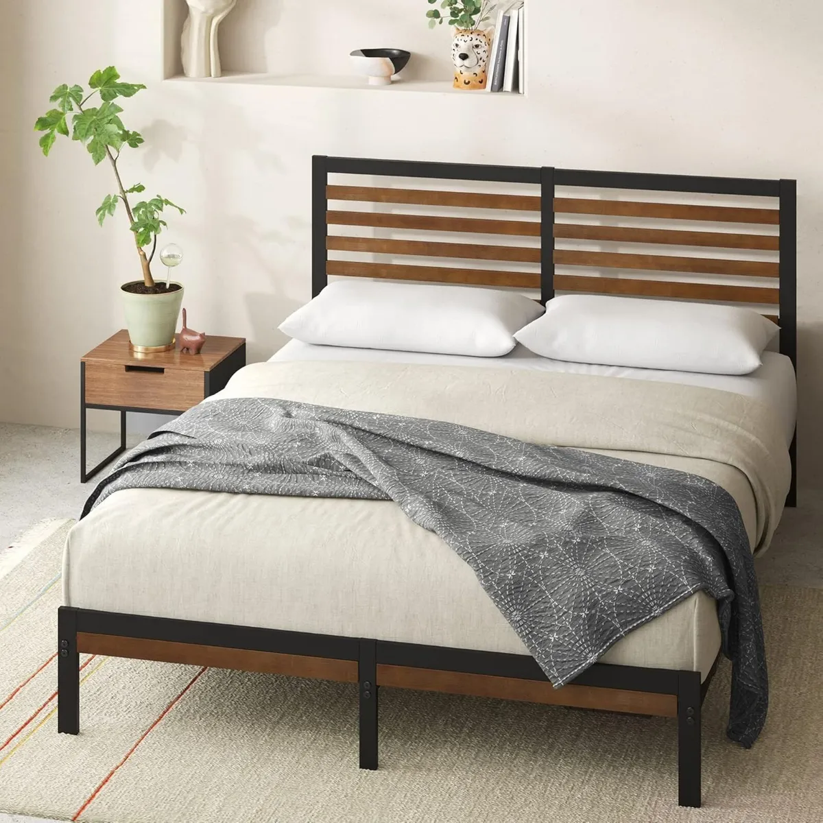 Kai Bamboo and Metal Platform Bed Frame - Image 1