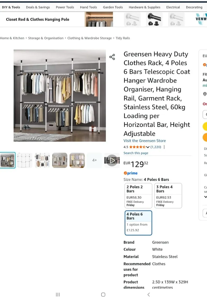 Telescopic heavy duty clothes hanging organiser - Image 2