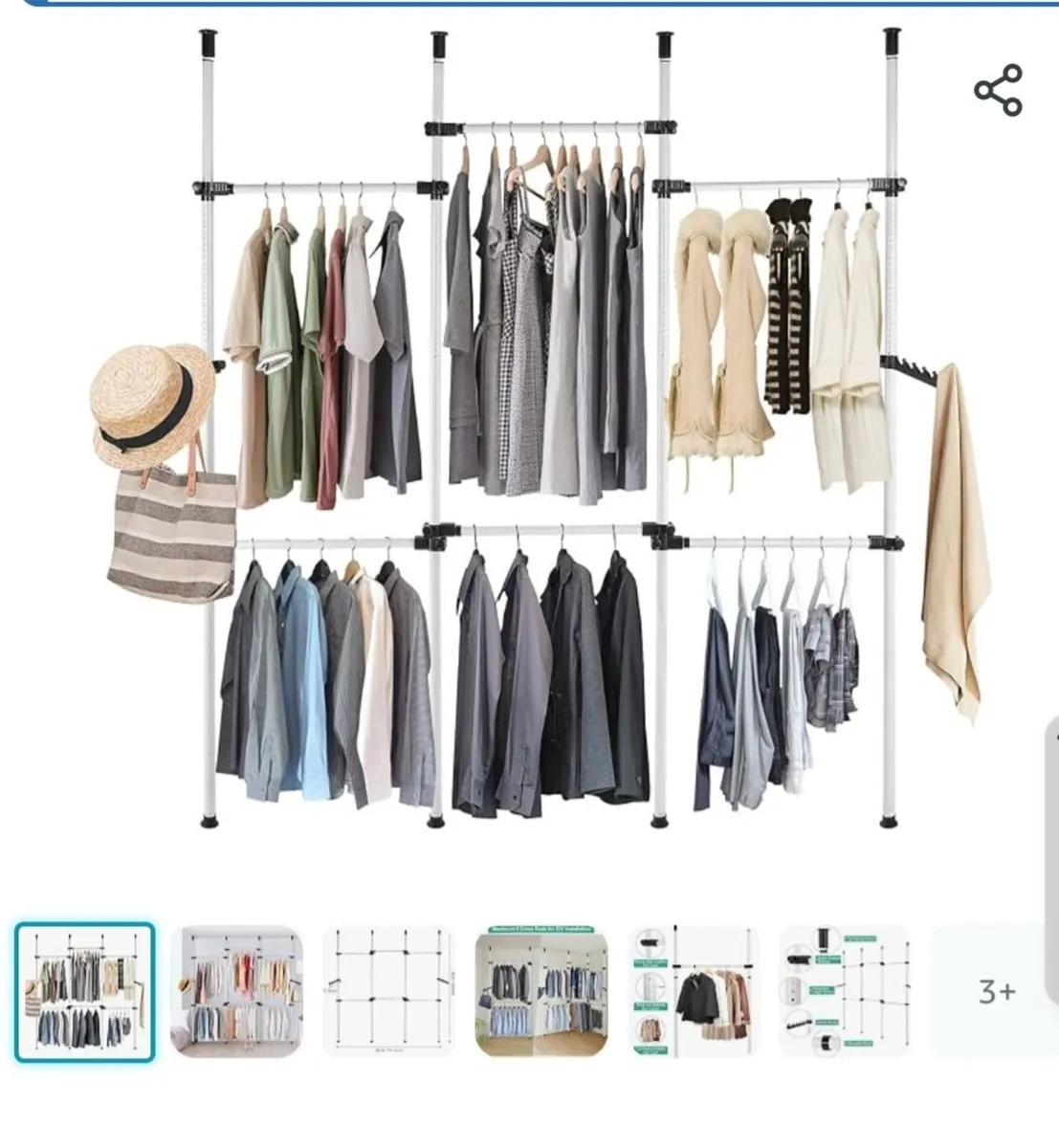 Telescopic heavy duty clothes hanging organiser - Image 1