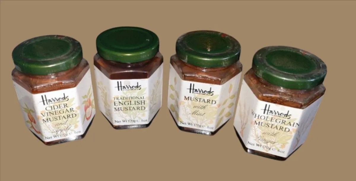 Vintage Pristine Sealed Harrods Mustard Jars (Set - Image 2