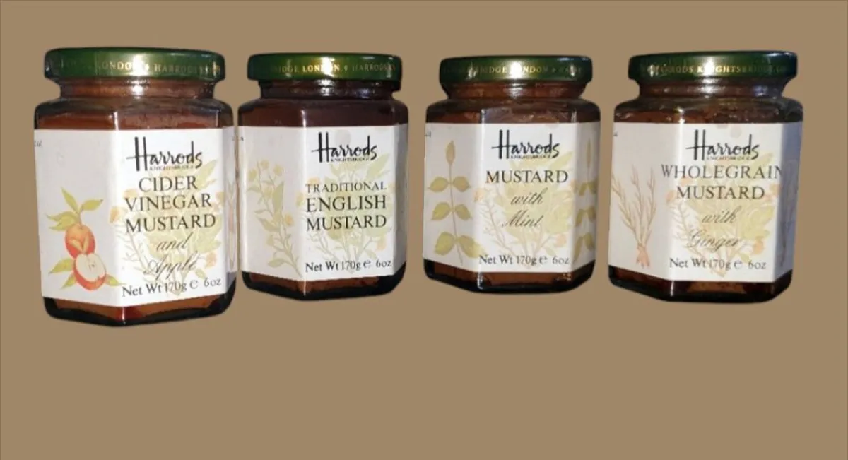 Vintage Pristine Sealed Harrods Mustard Jars (Set - Image 3