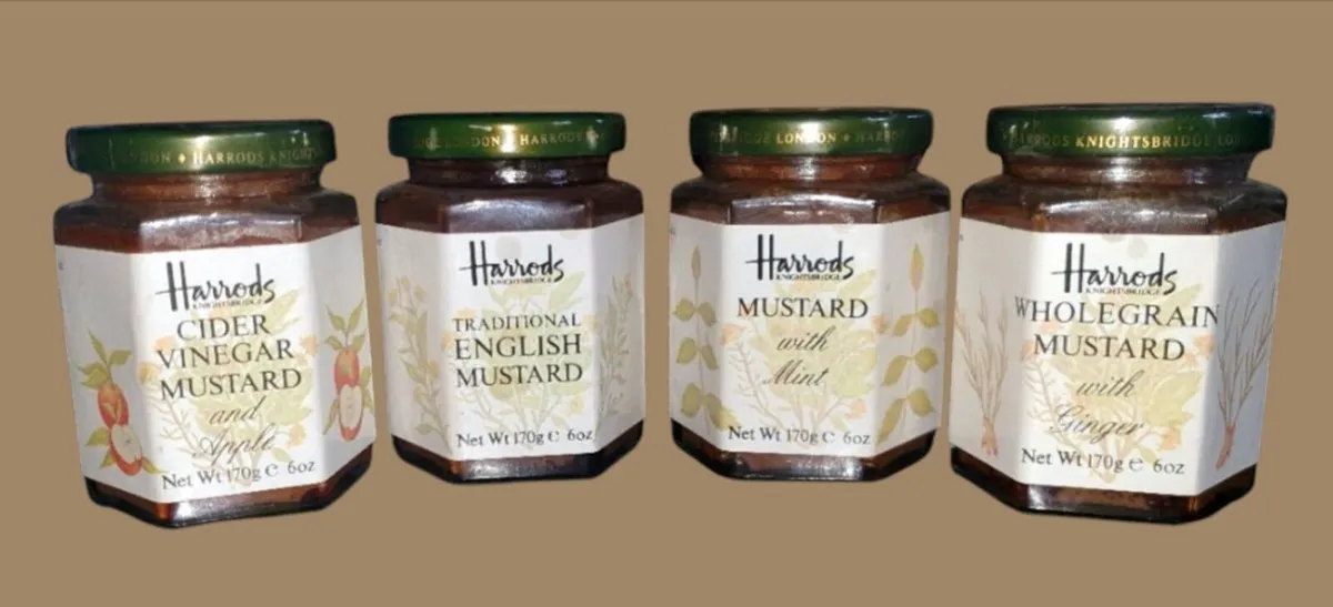 Vintage Pristine Sealed Harrods Mustard Jars (Set - Image 4