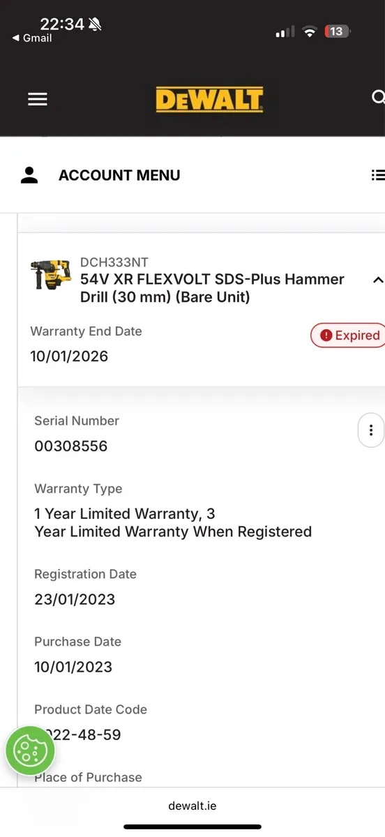 Dewalt 54V heavy duty hammer drill DCH333NT - Image 4