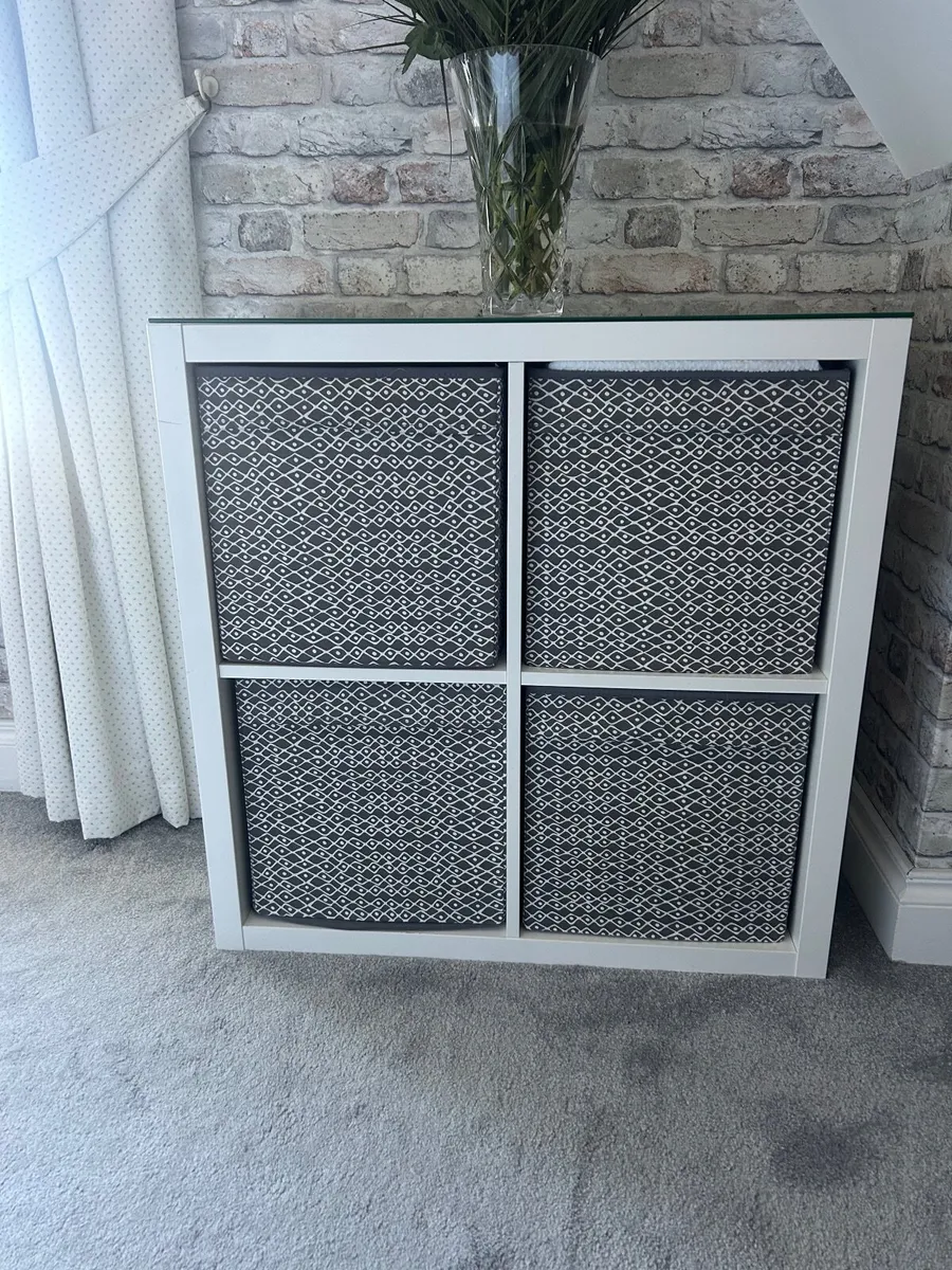 IKEA Kallax 4 cube shelving with glass top - Image 1