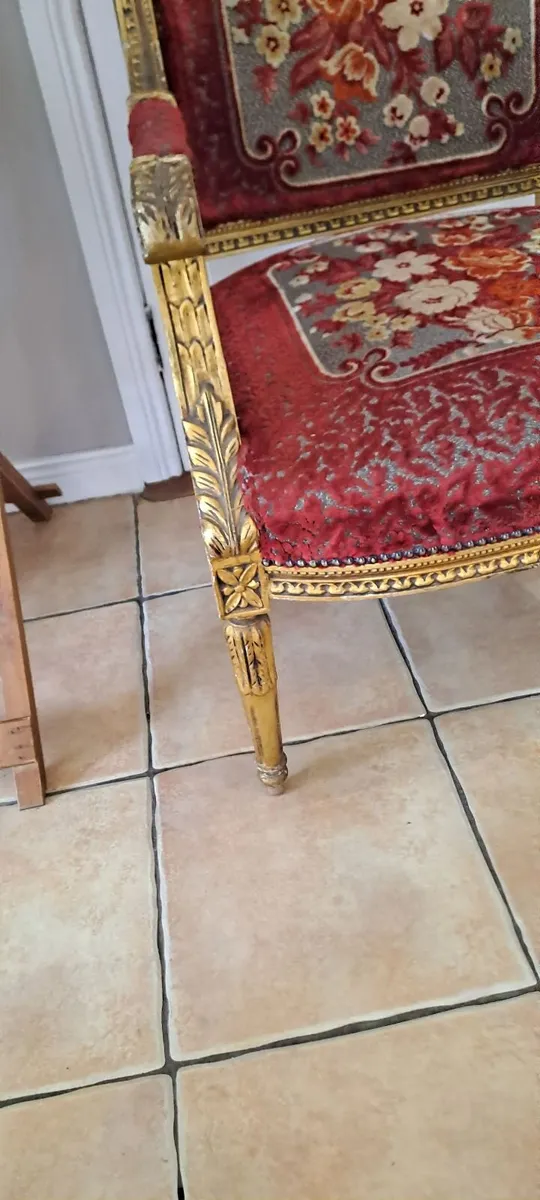 Pair vintage louis 16th style parlour chairs - Image 2
