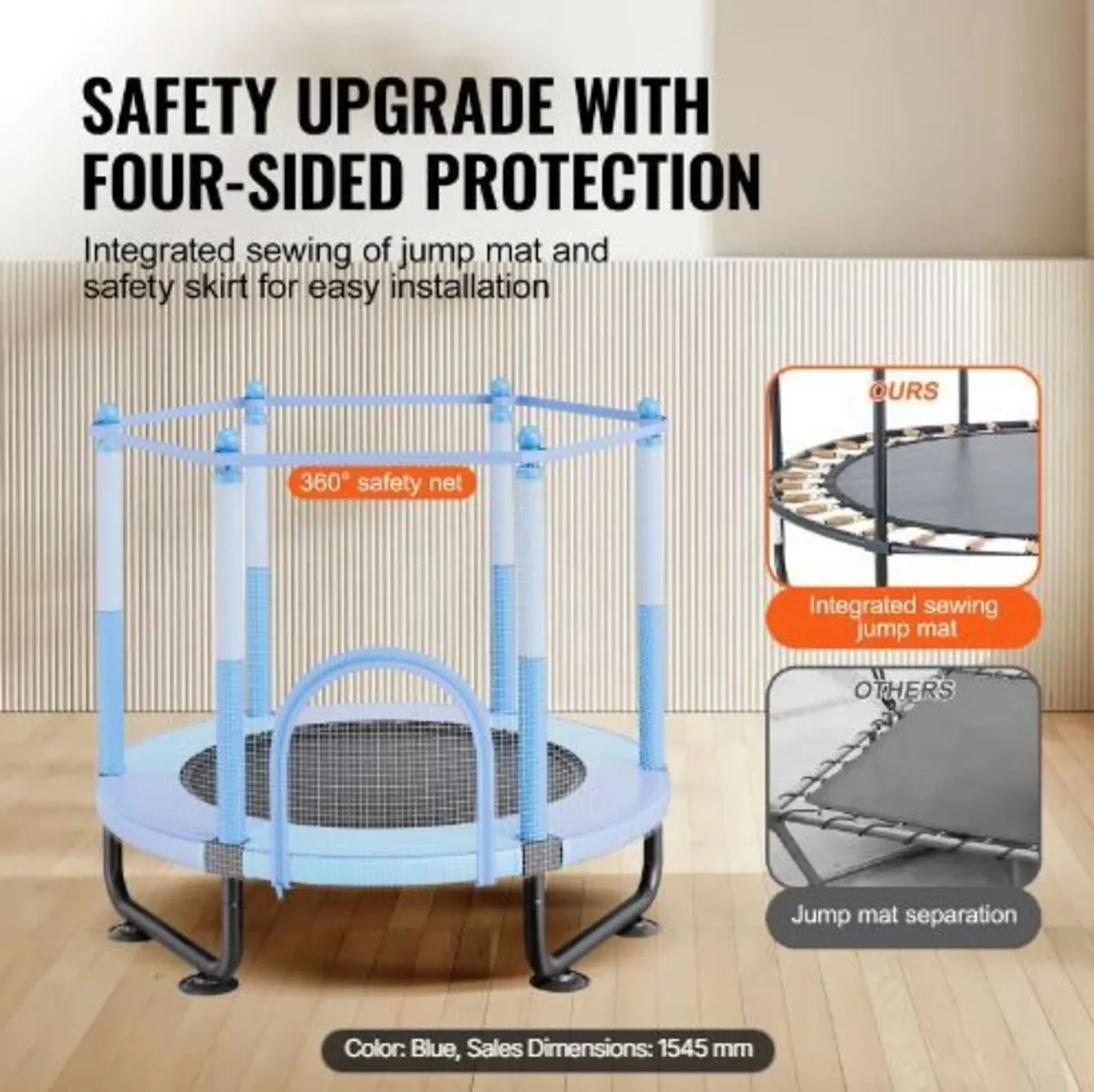 60" Kids Trampoline, 5FT Indoor Outdoor - Image 4