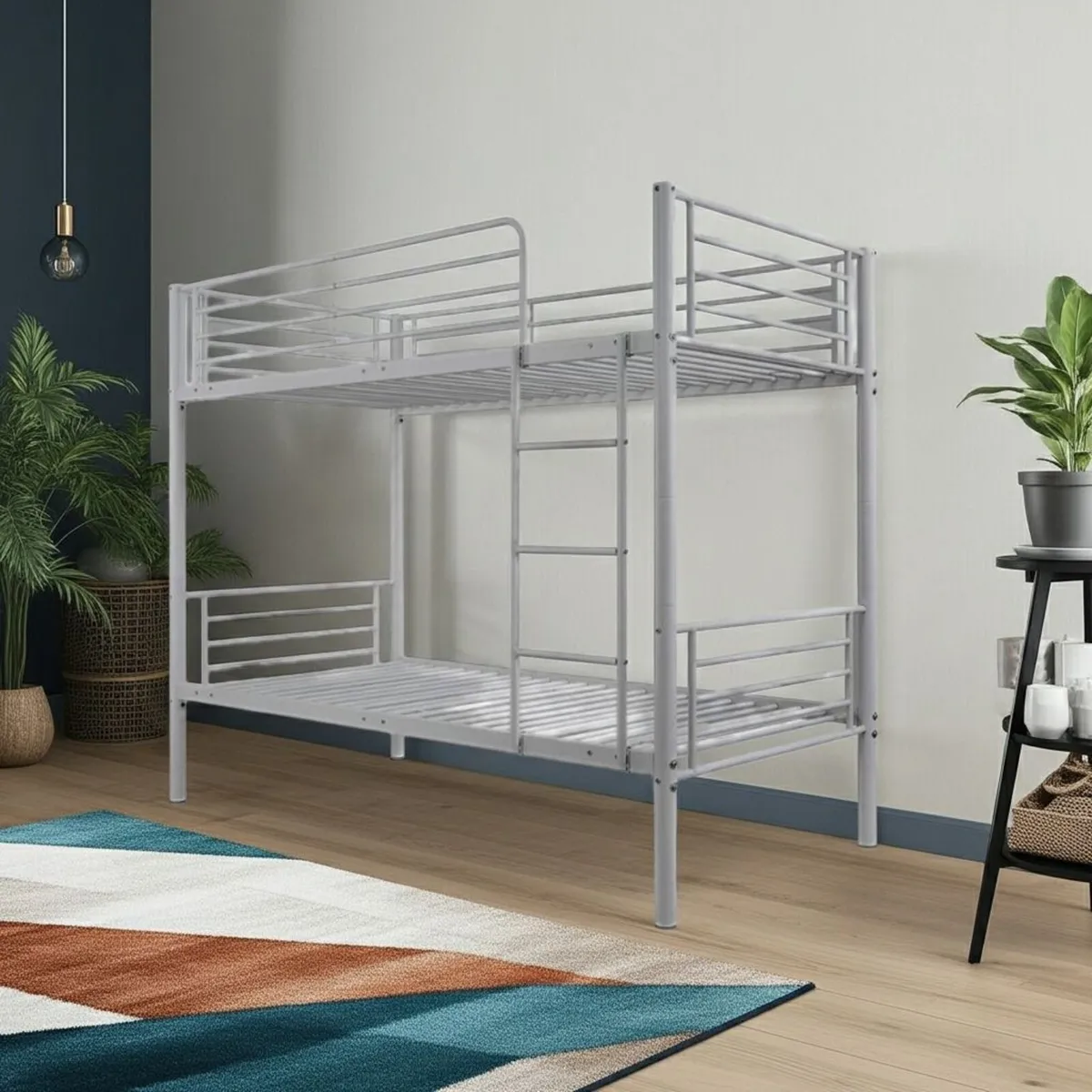 Metal Single Bunk Bed Frame- Grey, Free Delivery - Image 2