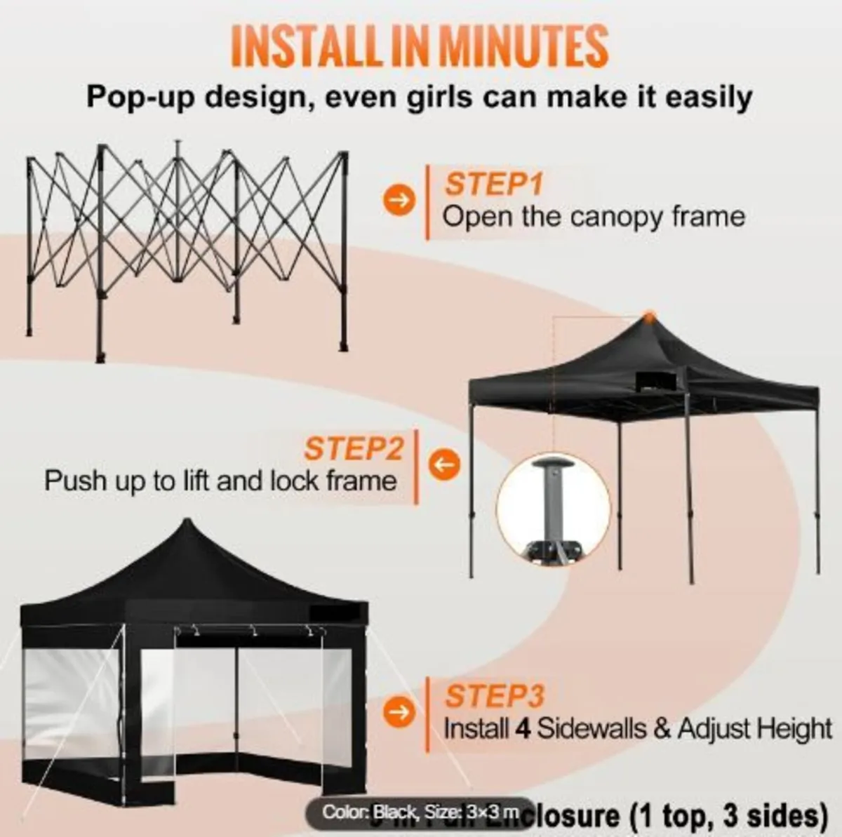 304.8 x 304.8 cm Pop Up Canopy Tent - Image 2