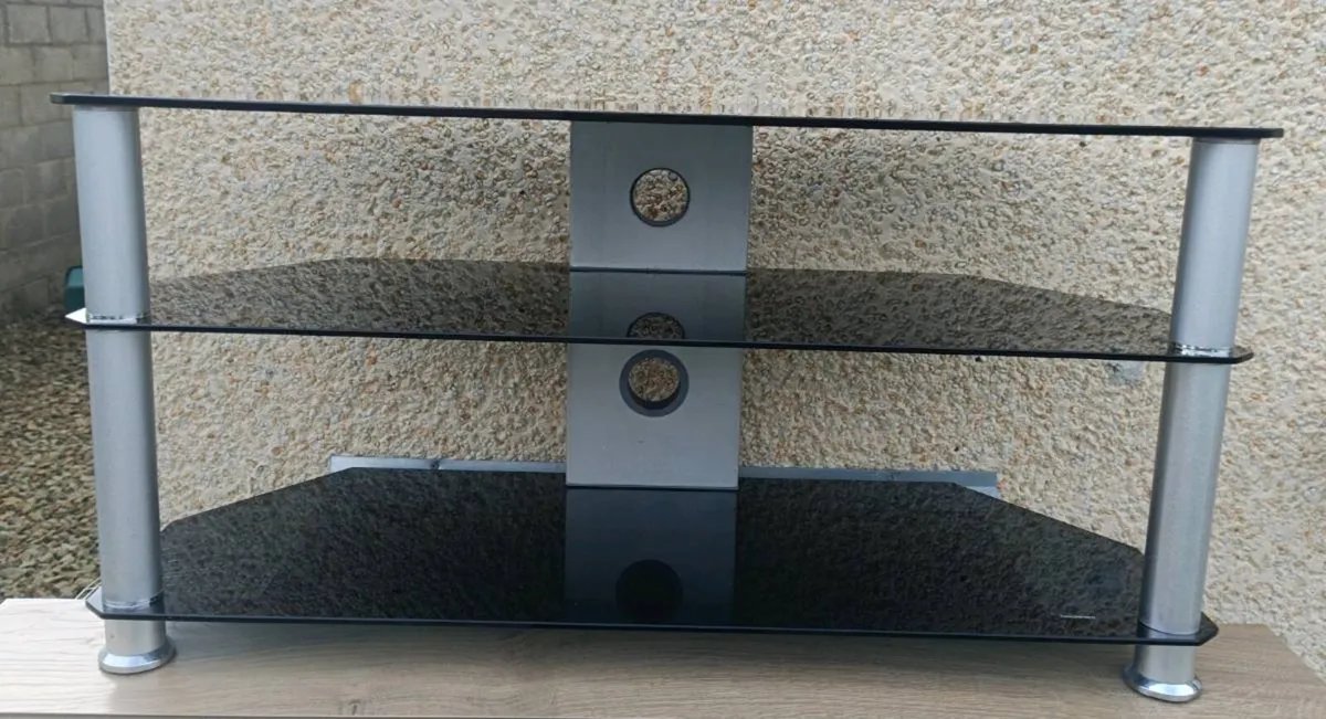 Black glass TV stand - Image 1