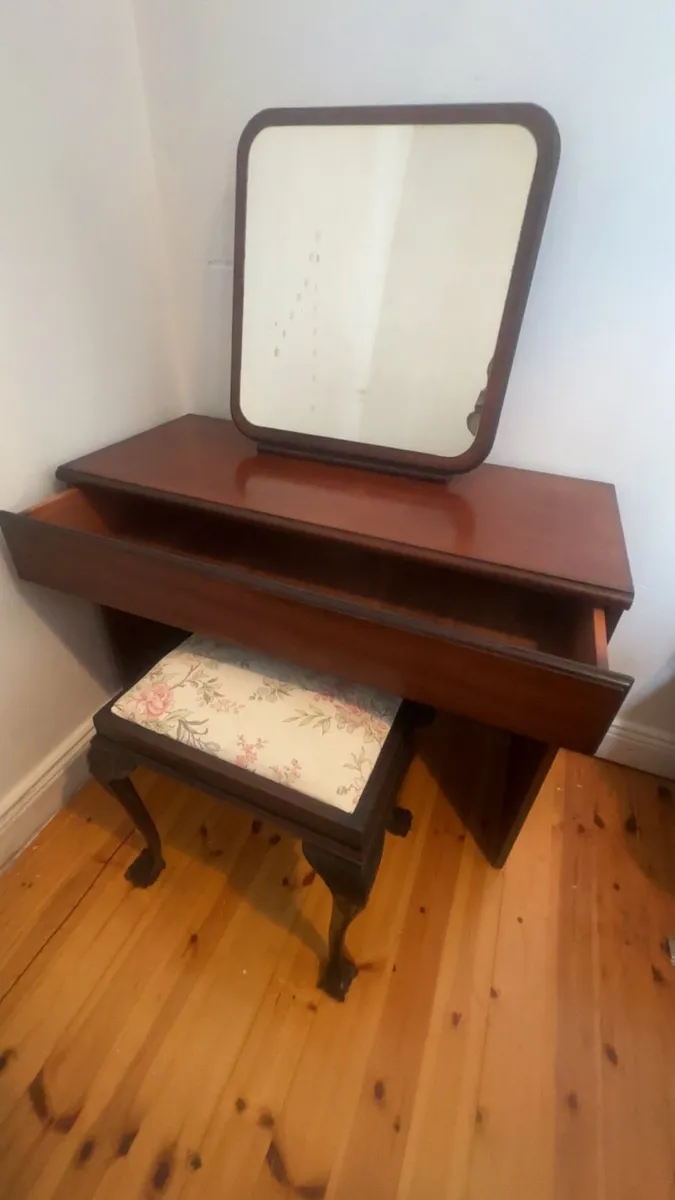 Vintage Dressing Table with Mirror & Stool - Image 3