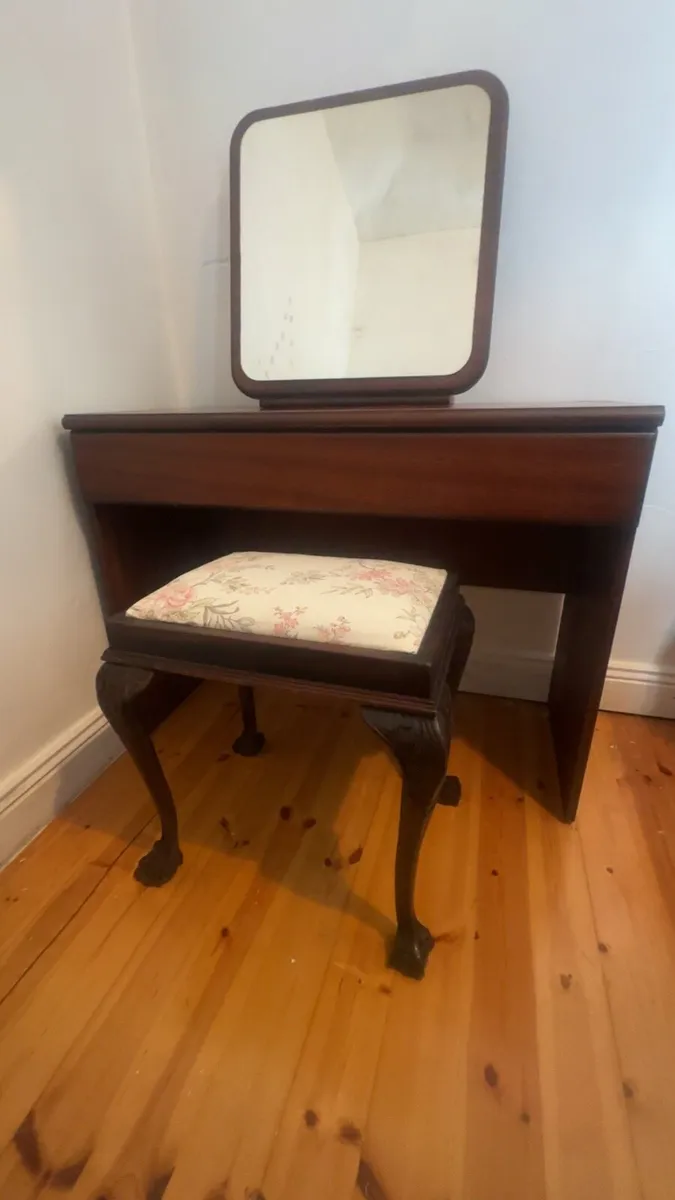 Vintage Dressing Table with Mirror & Stool - Image 4