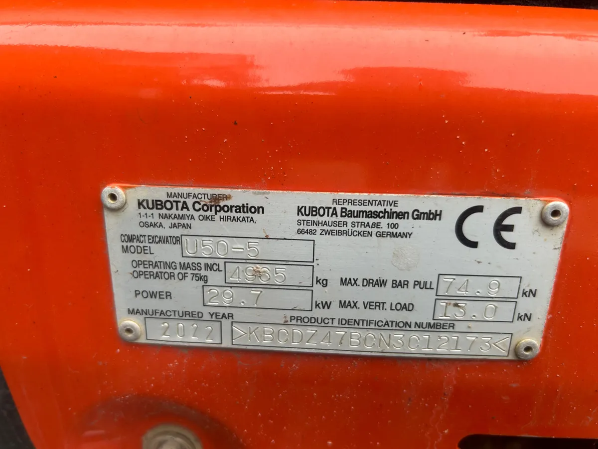 2022 Kubota U50-5 Excavator - Image 3