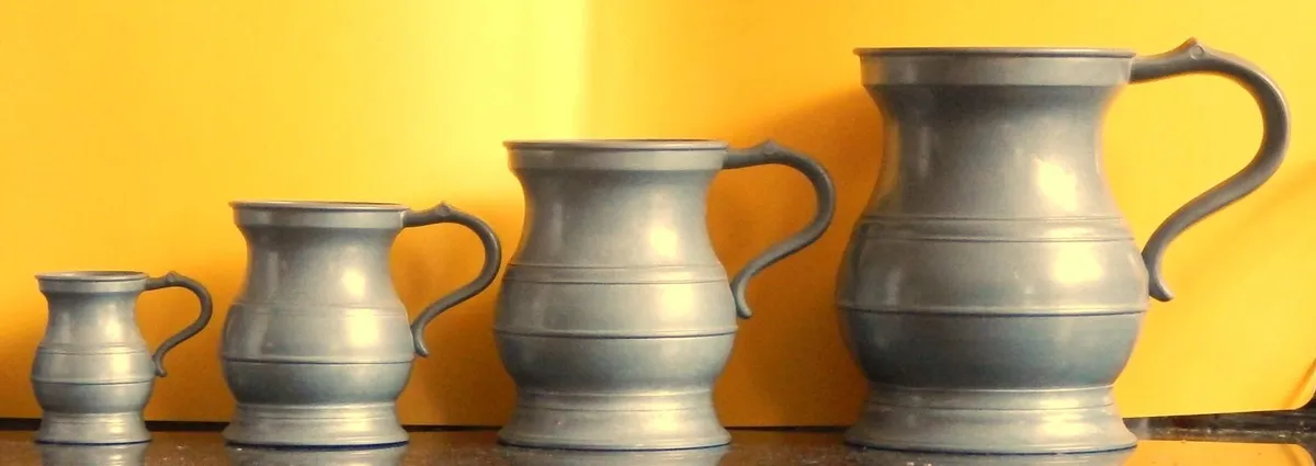 Set of 4 Graduated Pewter Tankards - Image 1