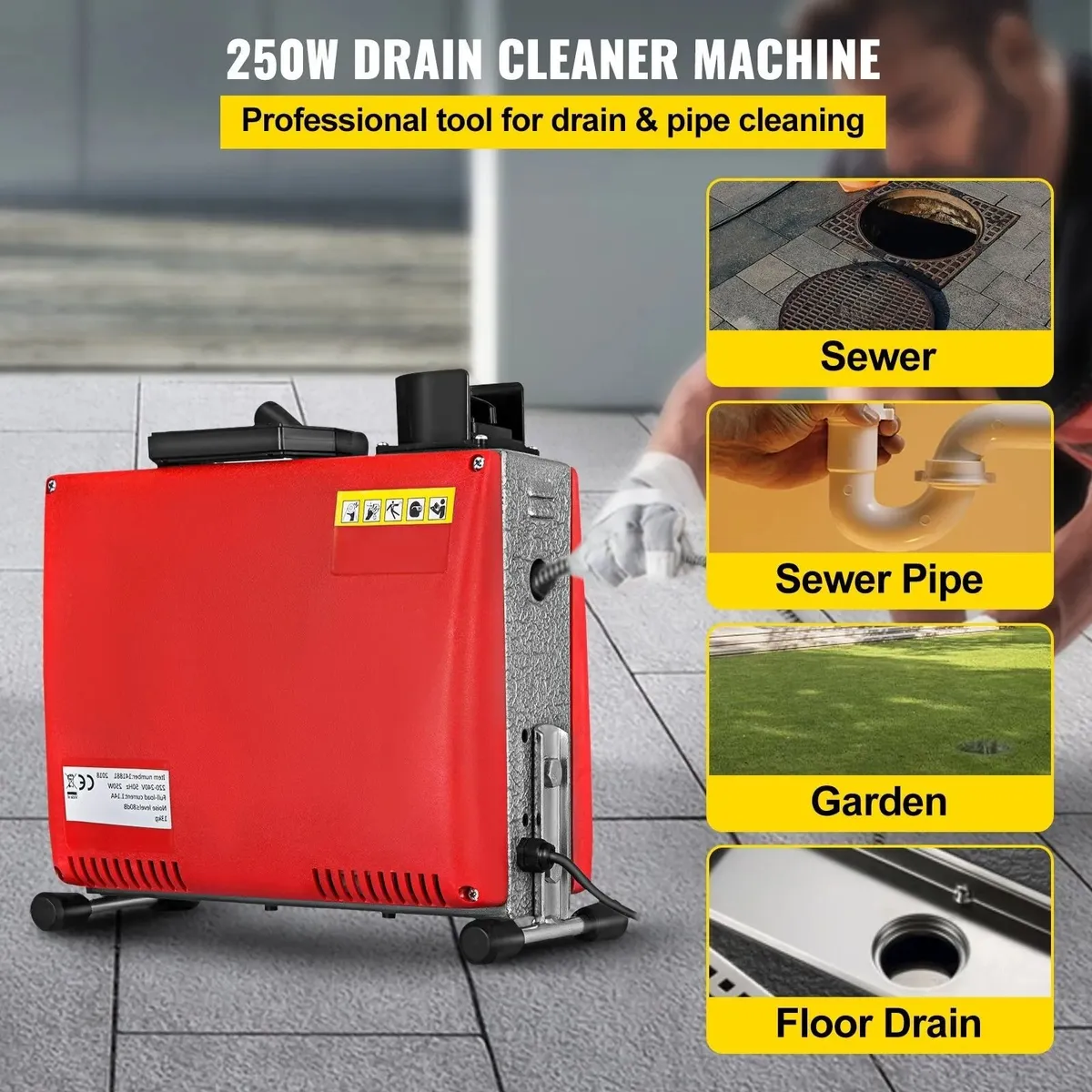 390W Electric Drain Cleaner Pipe Unblocker - Image 2