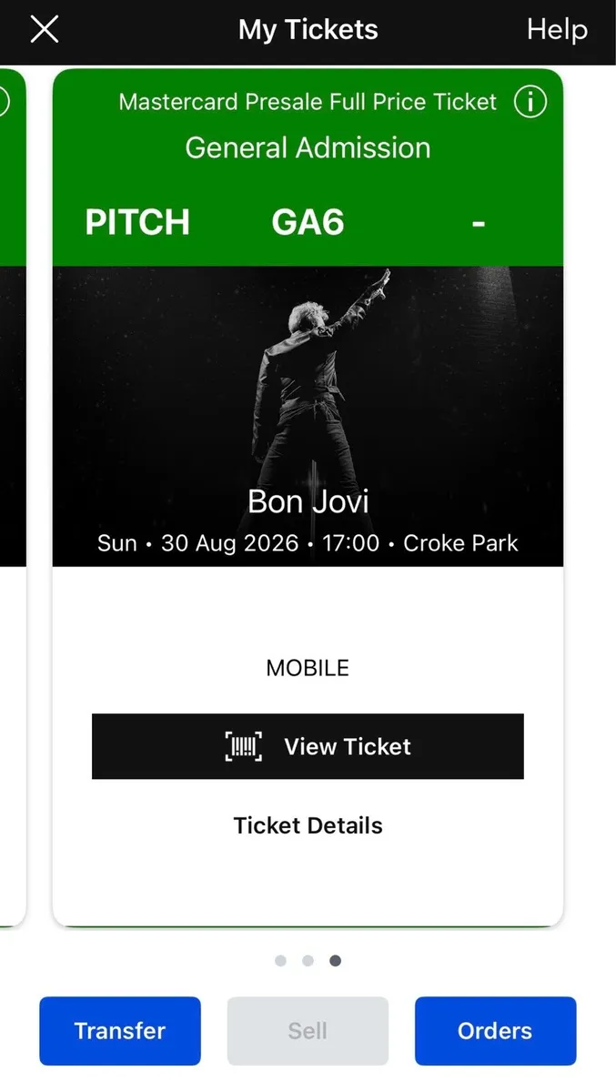 3x Bon Jovi Standing Tickets - Image 1