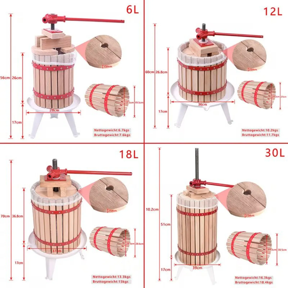 12L Fruit Press With Grape Crusher Mill - Image 4