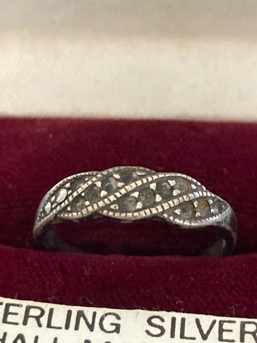 Sterling Silver & marcasite ring size L approx - Image 2