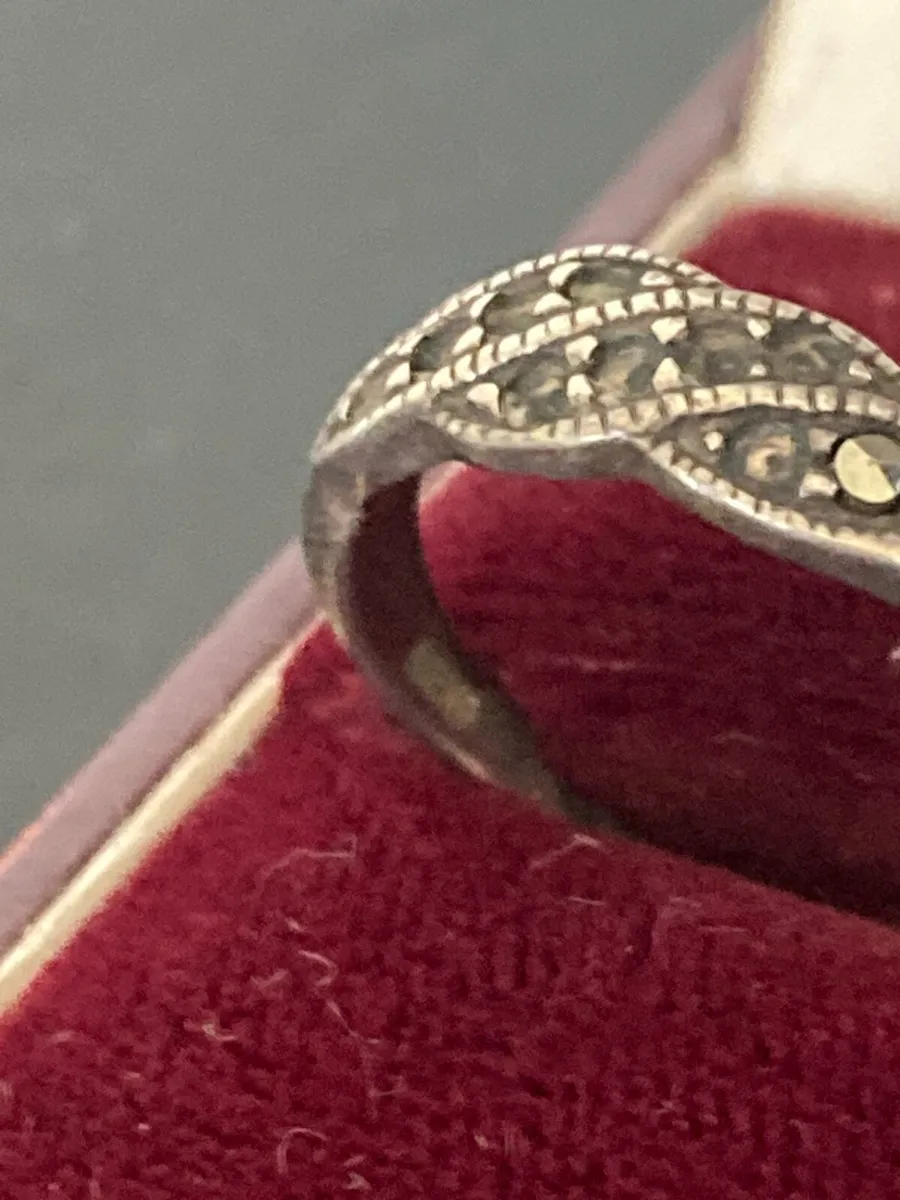 Sterling Silver & marcasite ring size L approx - Image 4