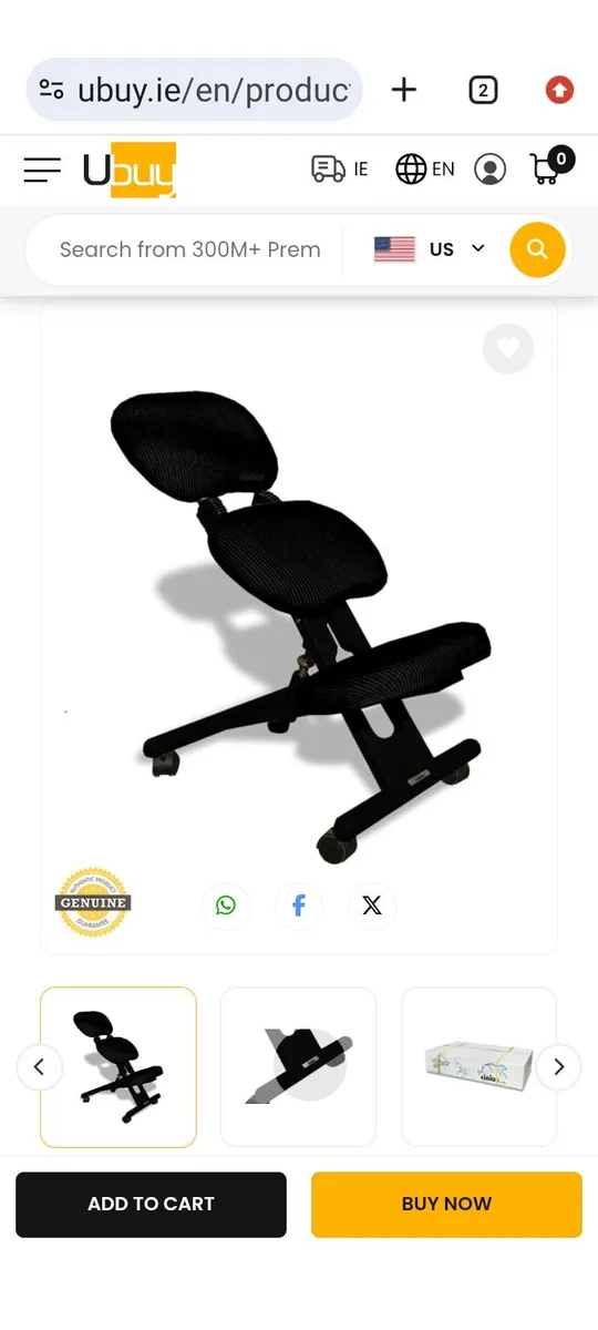Cinius Ergonomic kneeling chair with backrest - Image 2